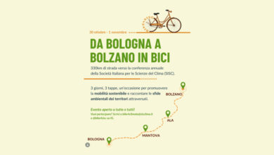 Locandina ufficiale di Bike4SISC 2026: tour in bicicletta da Bologna a Bolzano, 330 km, verso la conferenza annuale della Società Italiana per le Scienze del Clima