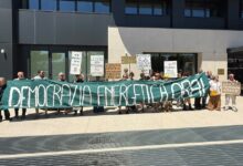 Sit-in del Movimento Nazionale CERS davanti al Ministero dell'ambiente a Roma, con lo striscione «Democrazia energetica ora!», 16 giugno 2026