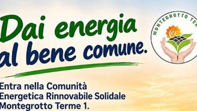 Il titolo della locandina della CER Montegrotto Terme 1: «Dai energia al bene comune»