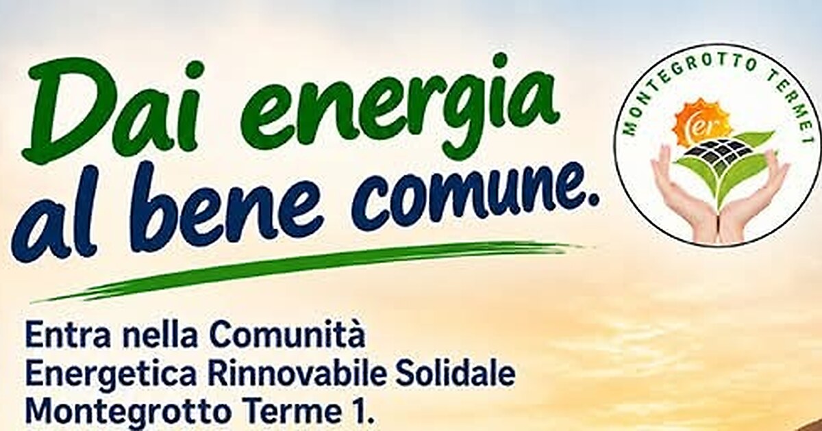 Il titolo della locandina della CER Montegrotto Terme 1: «Dai energia al bene comune»
