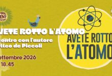 Locandina dell'incontro «Avete rotto l'atomo» del 3 settembre 2026 al Campo dei Girasoli di Padova