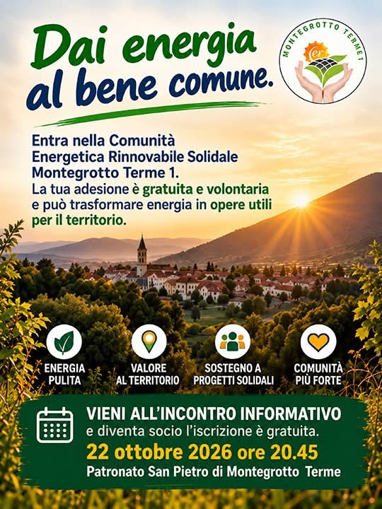 Il volantino dell'incontro del 22 ottobre della CER Montegrotto Terme 1