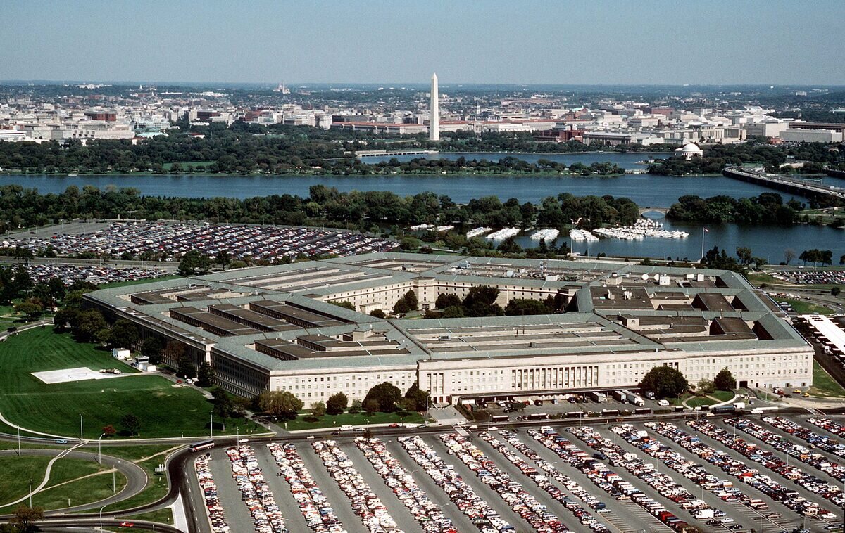 Vista aerea del Pentagono, quartier generale del Dipartimento della Difesa USA